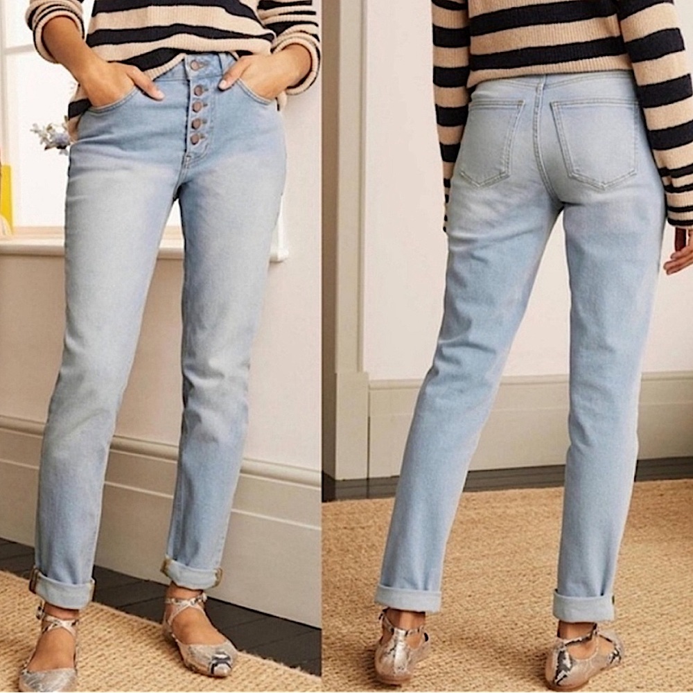 Boden Denim Girlfriend Light Wash Button Fly Jeans
